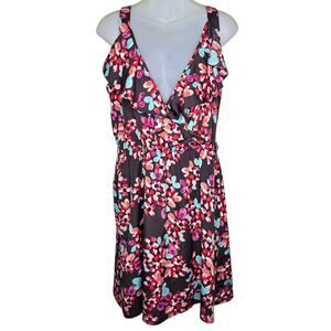 Fynn and Rose Womens Floral Dress Large‎ Anthropologie Sleeveless Ruffle Lined